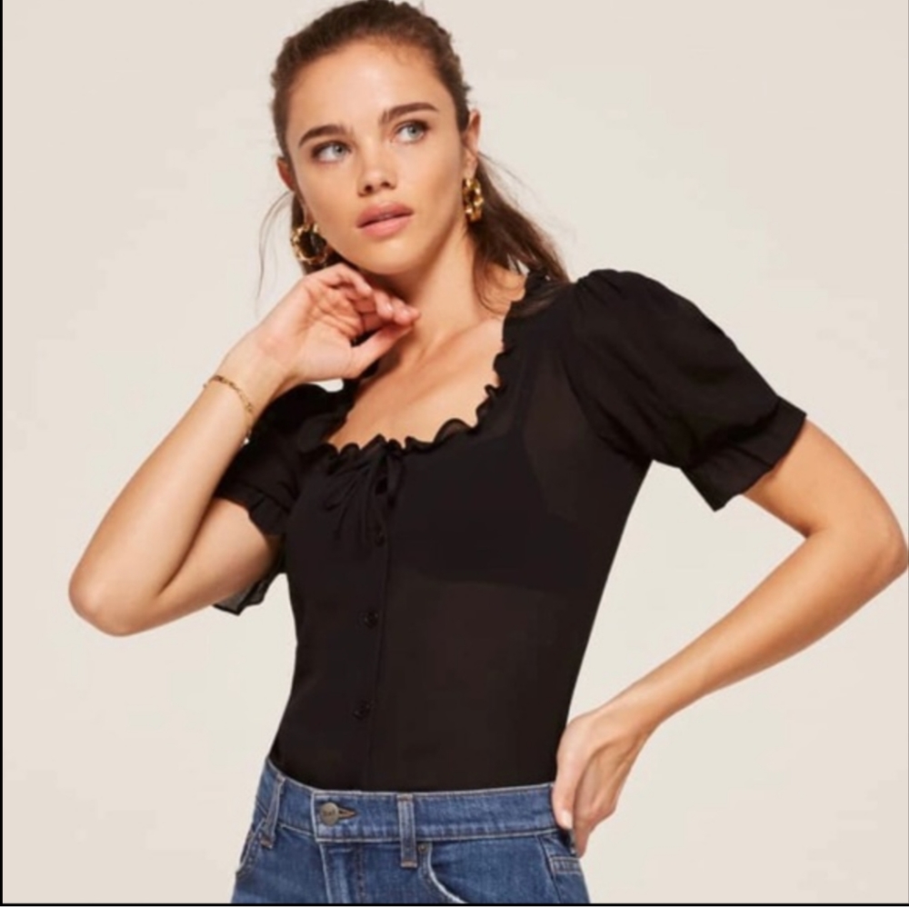 Reformation Pippa Top in Black XS